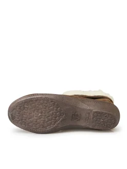 Femme Pédiconfort Pantoufles croûte de cuir fourrées