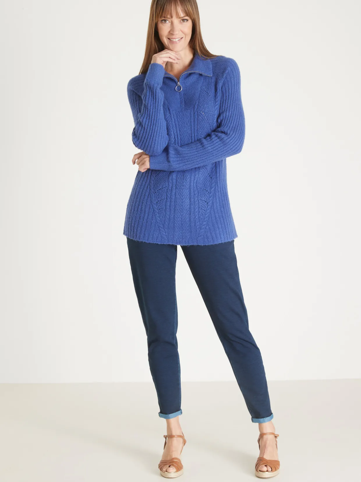 Femme Daxon Pull à col camionneur zippé