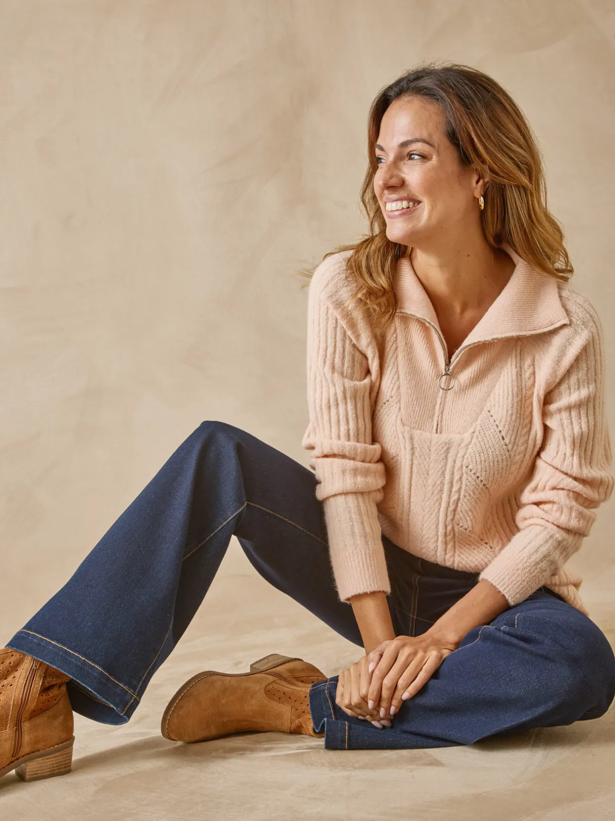 Femme Daxon Pull à col camionneur zippé