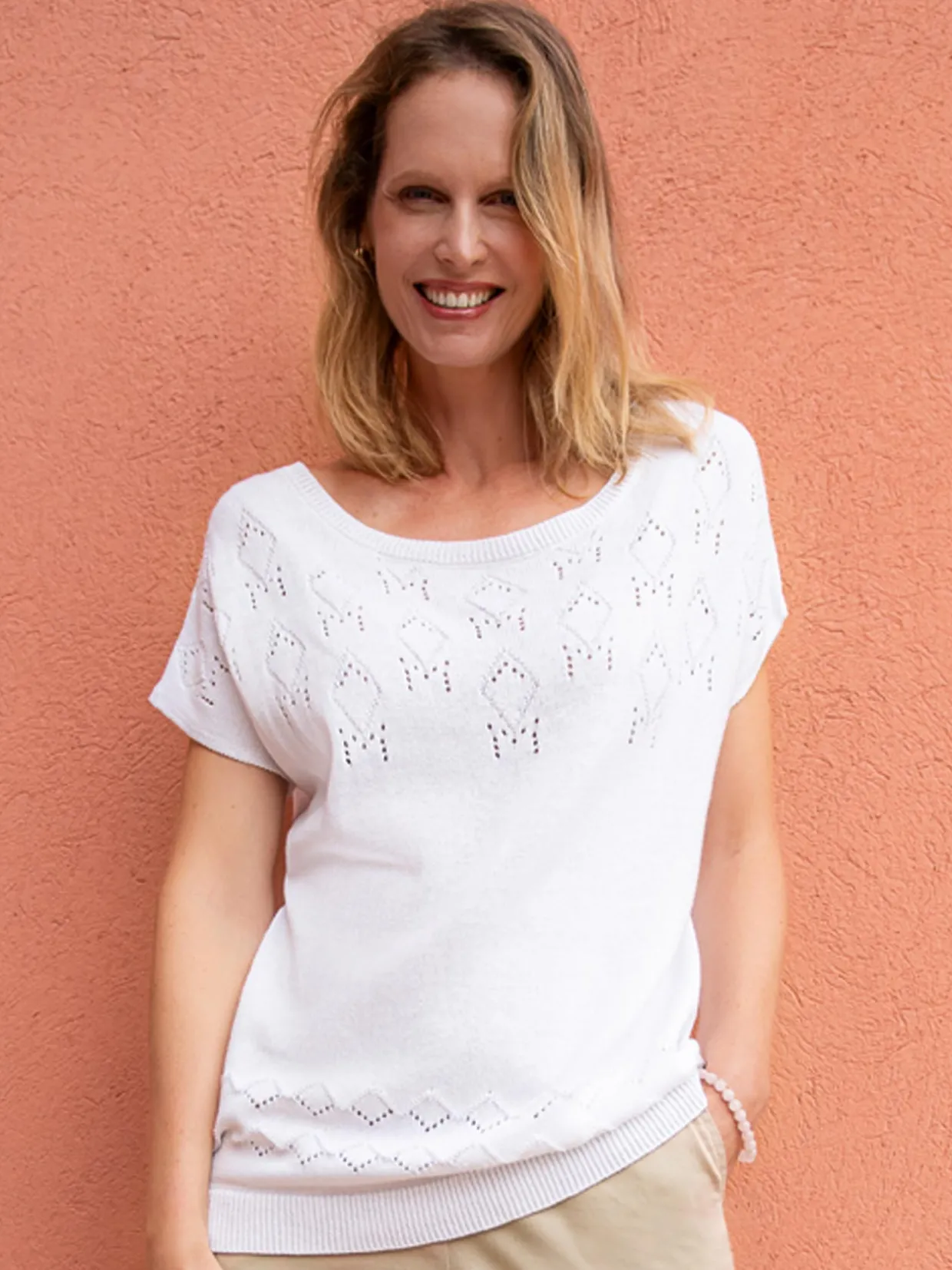 Femme Daxon Pull ajouré manches T