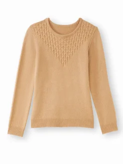 Femme Daxon Pull avec jeu de maille pointelle