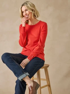 Femme Daxon Pull boutons-bijoux aux manches