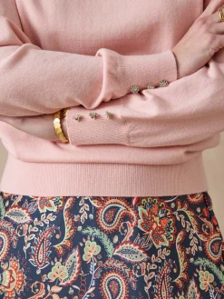 Femme Daxon Pull boutons-bijoux aux manches