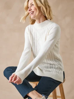 Femme Daxon Pull col montant maille torsadée