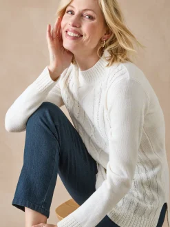 Femme Daxon Pull col montant maille torsadée