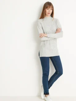 Femme Daxon Pull col montant maille torsadée