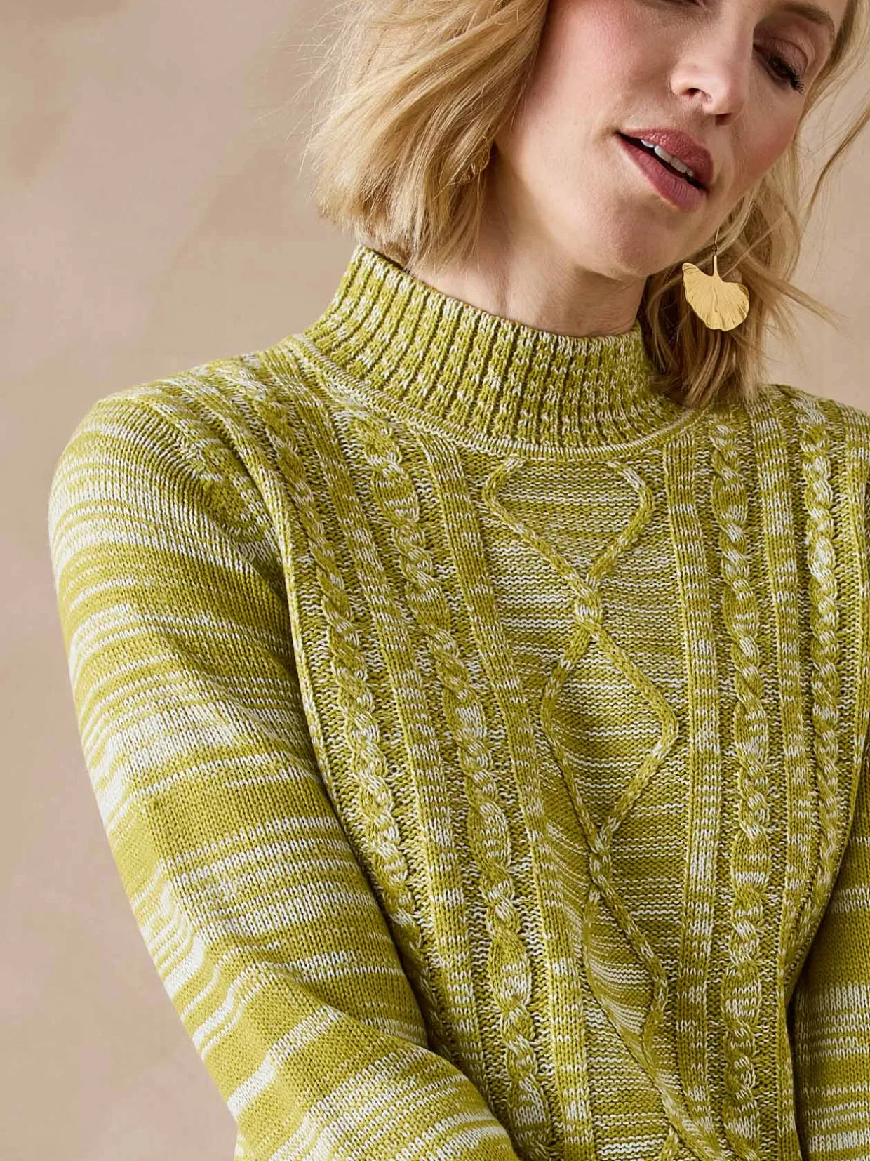 Femme Daxon Pull col montant maille torsadée