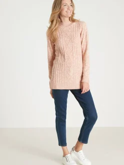 Femme Daxon Pull col montant maille torsadée