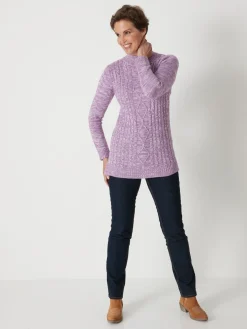 Femme Daxon Pull col montant maille torsadée