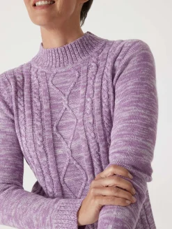 Femme Daxon Pull col montant maille torsadée