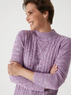 Femme Daxon Pull col montant maille torsadée