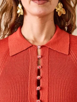 Femme Daxon Pull col polo 50% laine mérinos