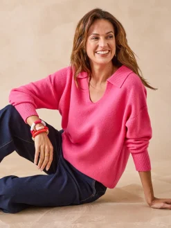 Femme Daxon Pull col polo en pure laine