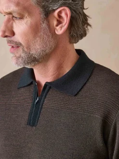 Homme Daxon Pull col polo zippé avec laine