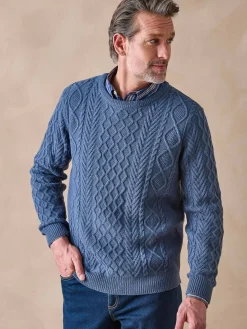 Homme Daxon Pull col rond style irlandais 30% laine