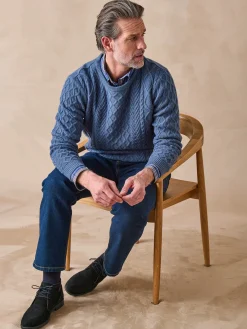 Homme Daxon Pull col rond style irlandais 30% laine