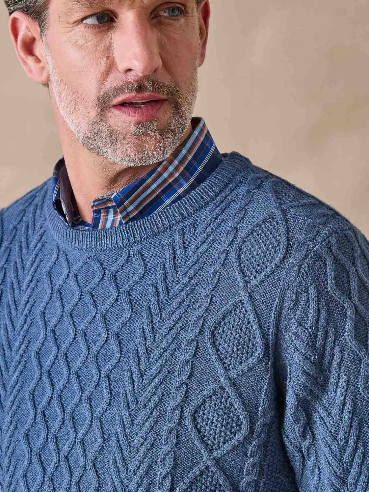 Homme Daxon Pull col rond style irlandais 30% laine