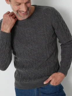 Homme Daxon Pull col rond style irlandais 30% laine