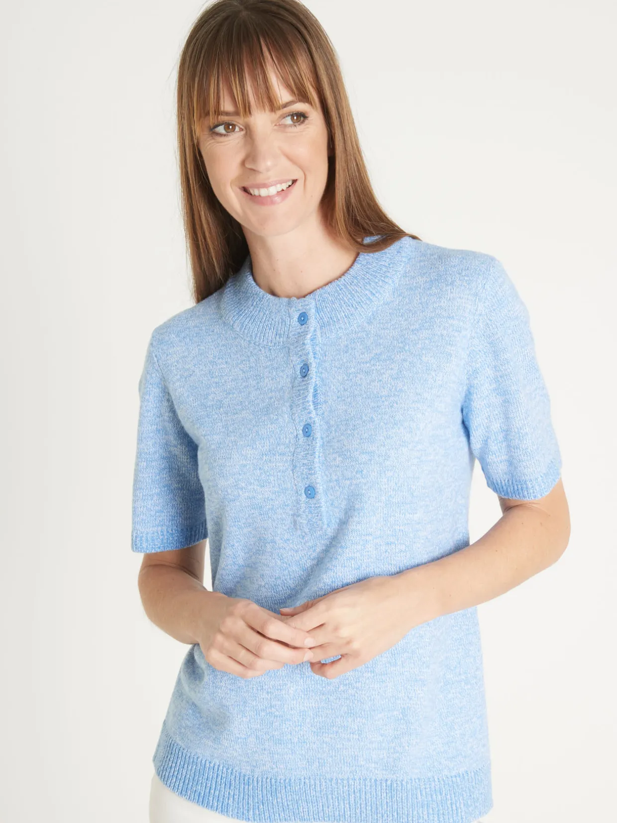 Femme Daxon Pull col tunisien en maille chinée