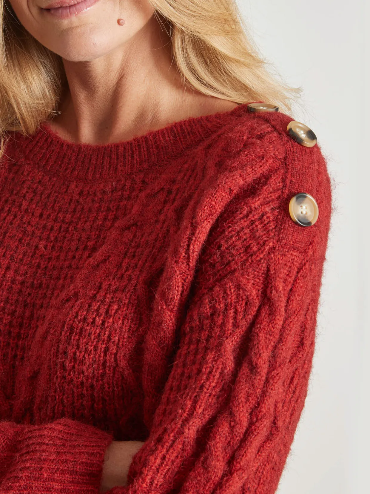 Femme Daxon Pull en maille fantaisie col rond