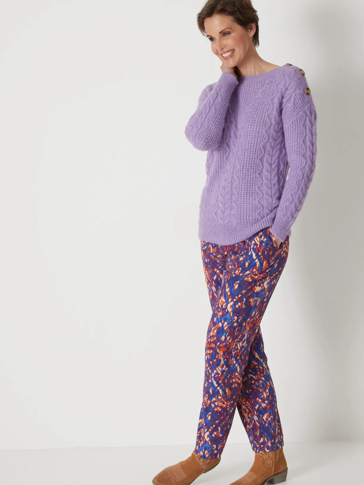 Femme Daxon Pull en maille fantaisie col rond