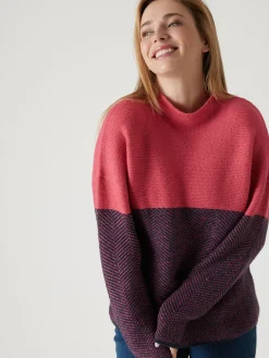 Femme Daxon Pull jacquard col cheminée