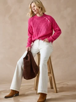 Femme Daxon Pull maille fantaisie col montant