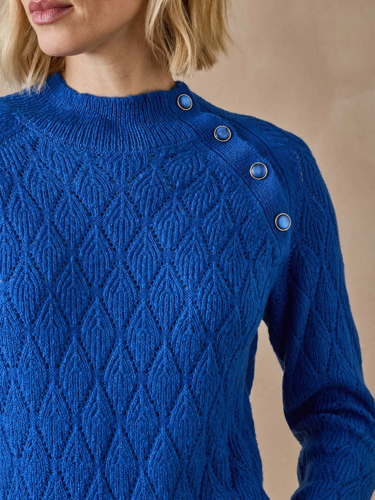 Femme Daxon Pull maille fantaisie col montant