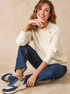 Femme Daxon Pull maille fantaisie col montant