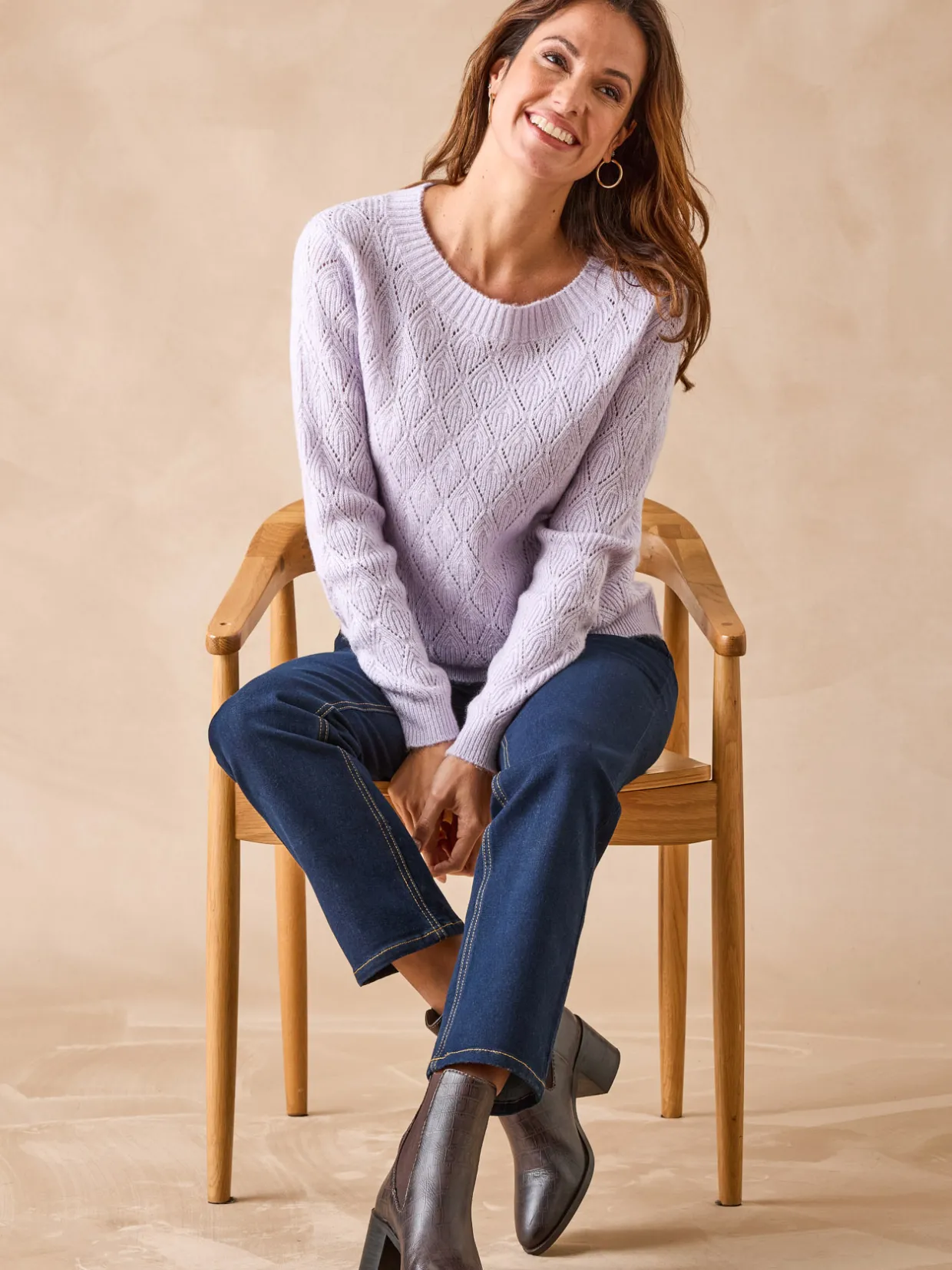 Femme Daxon Pull maille fantaisie encolure ronde