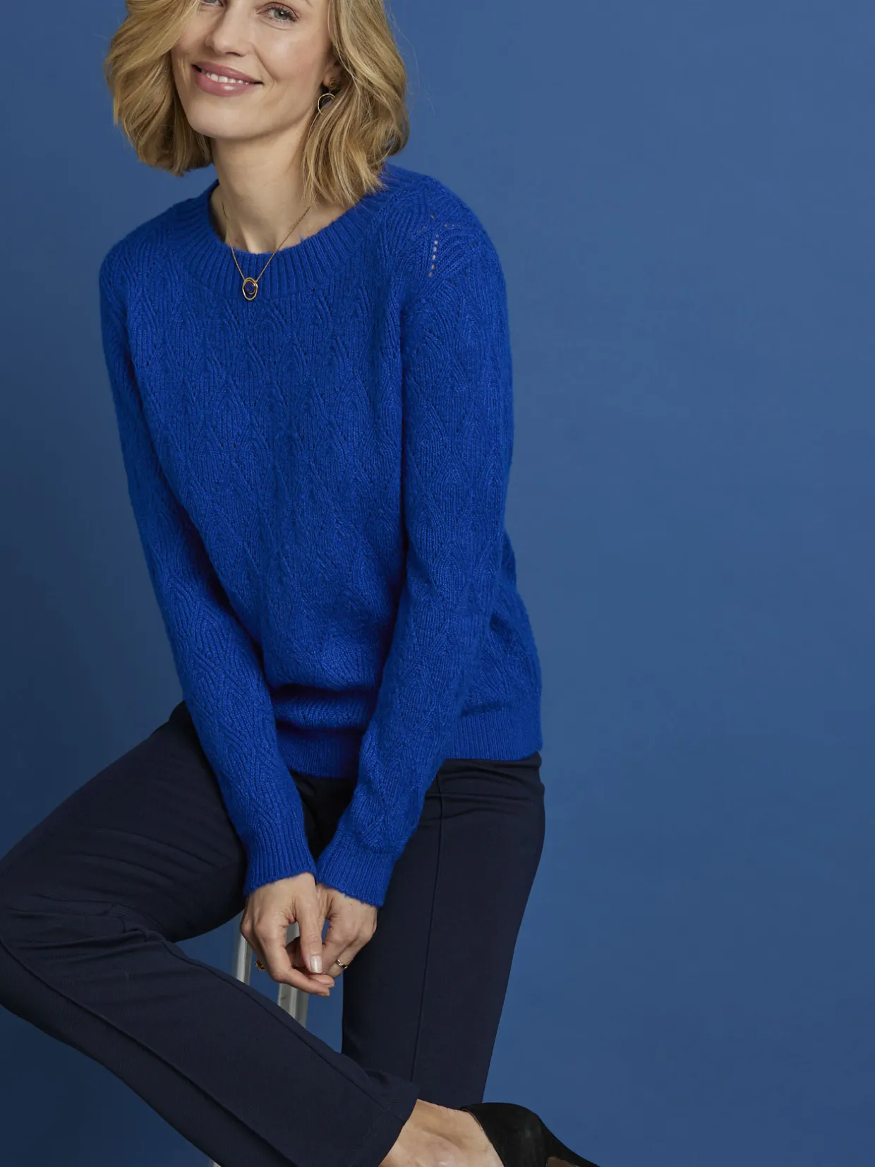 Femme Daxon Pull maille fantaisie encolure ronde