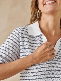 Femme Daxon Pull maille fantaisie et jeux de rayures