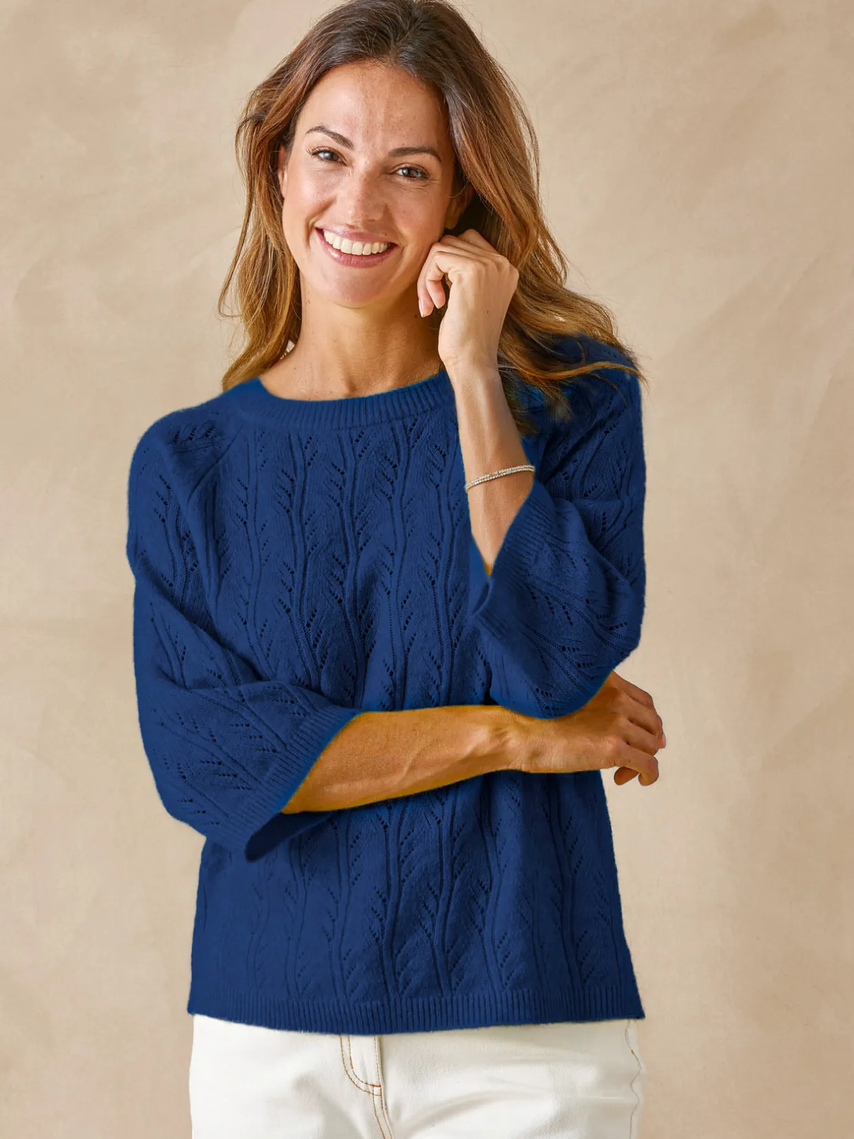 Femme Daxon Pull manches au coude avec laine