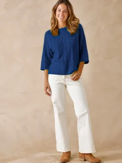 Femme Daxon Pull manches au coude avec laine