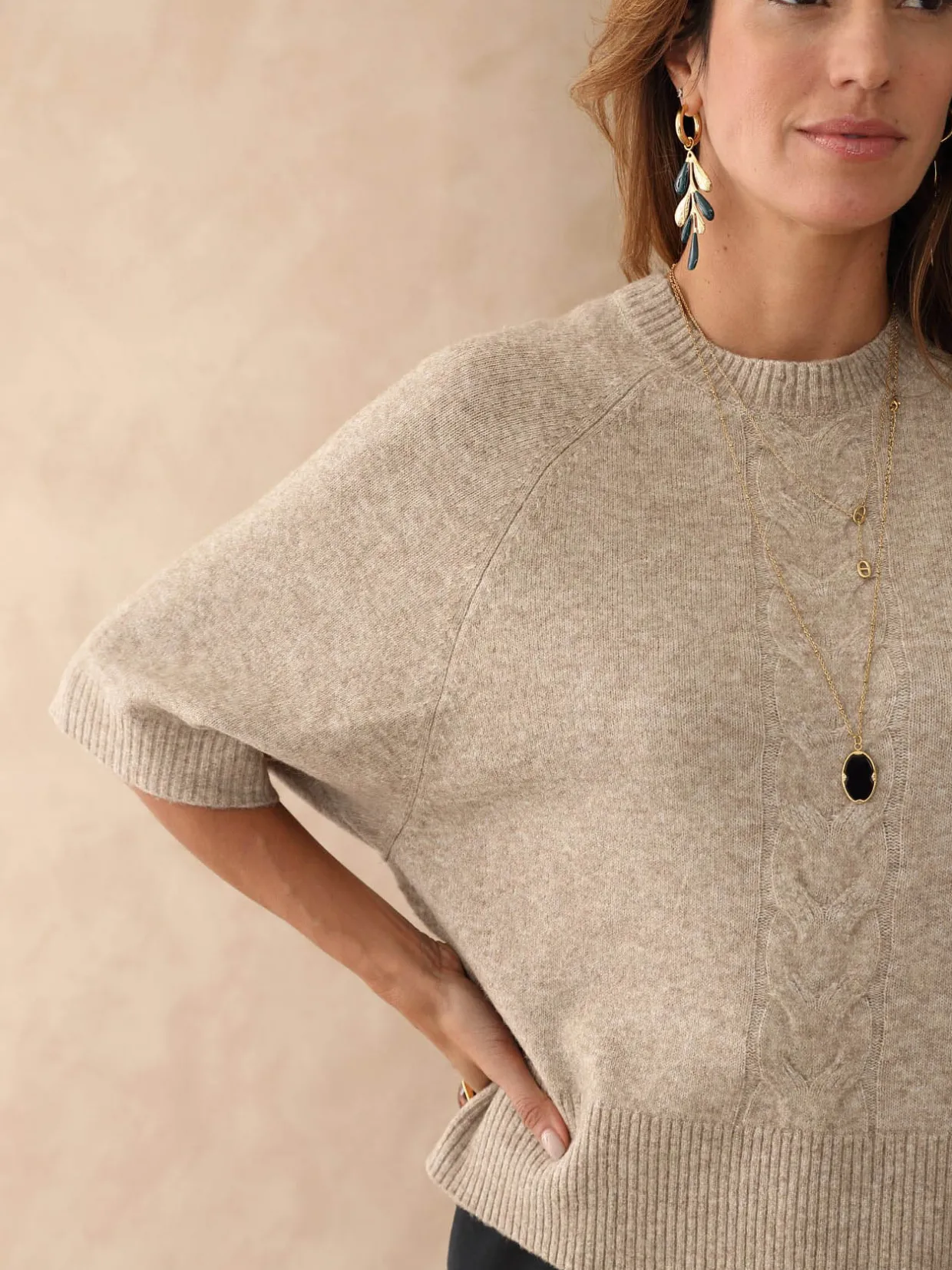 Femme Daxon Pull manches courtes avec laine