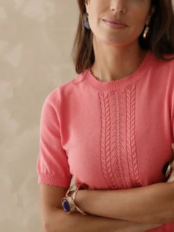 Femme Daxon Pull manches courtes finition écailles