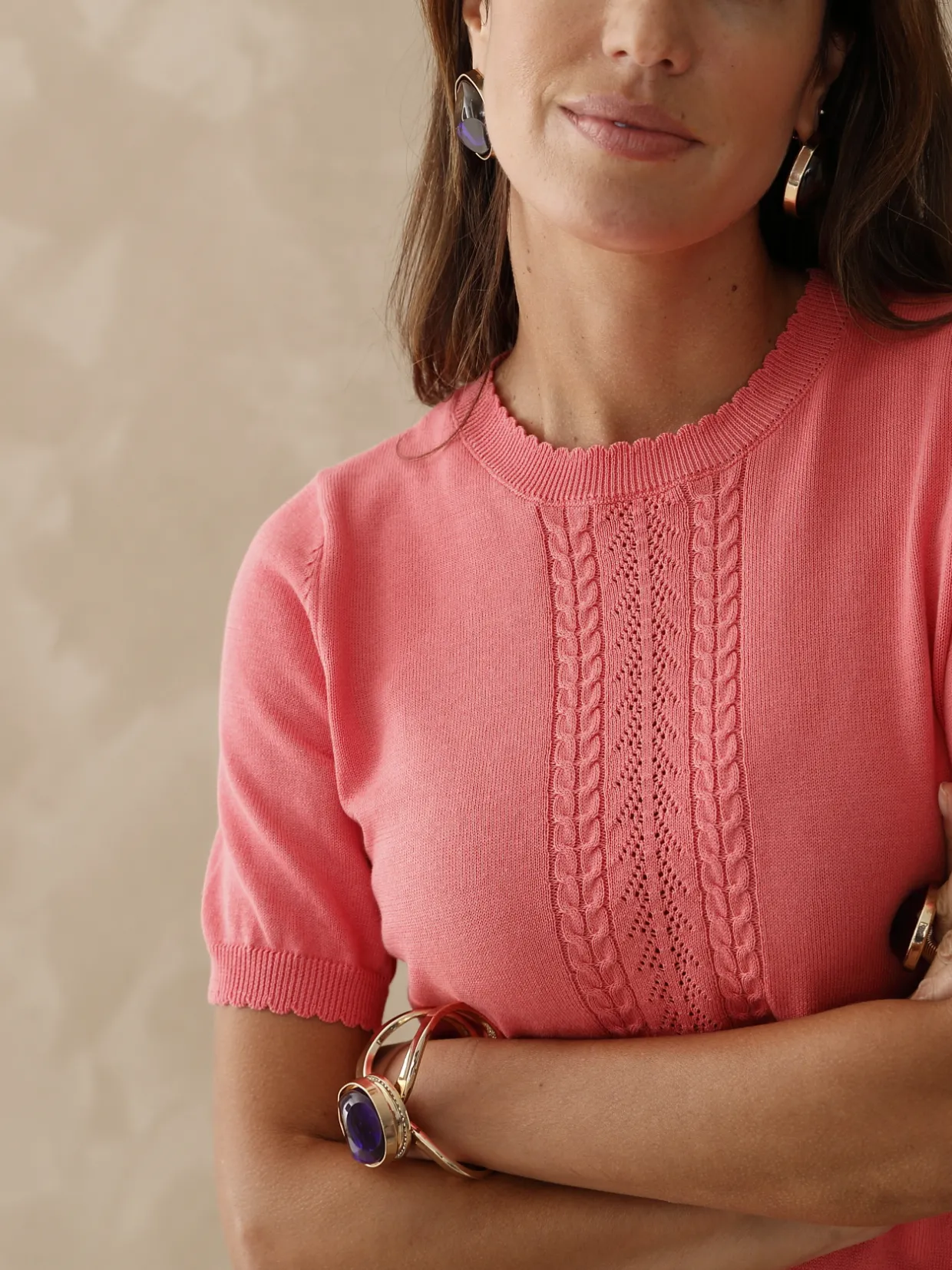 Femme Daxon Pull manches courtes finition écailles