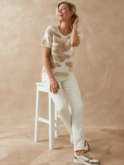 Femme Daxon Pull manches courtes jacquard intarsia