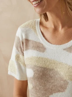 Femme Daxon Pull manches courtes jacquard intarsia