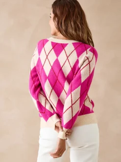 Femme Daxon Pull motifs jacquard géométriques