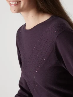 Femme Daxon Pull point fantaisie détails rivets