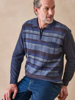 Homme Daxon Pull polo zippé avec laine