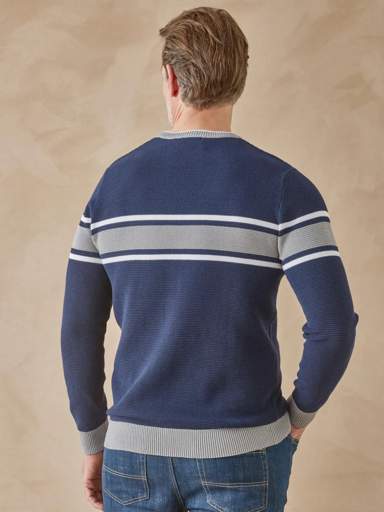 Homme Daxon Pull rayé en maille fantaisie