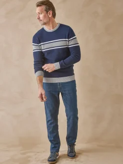 Homme Daxon Pull rayé en maille fantaisie