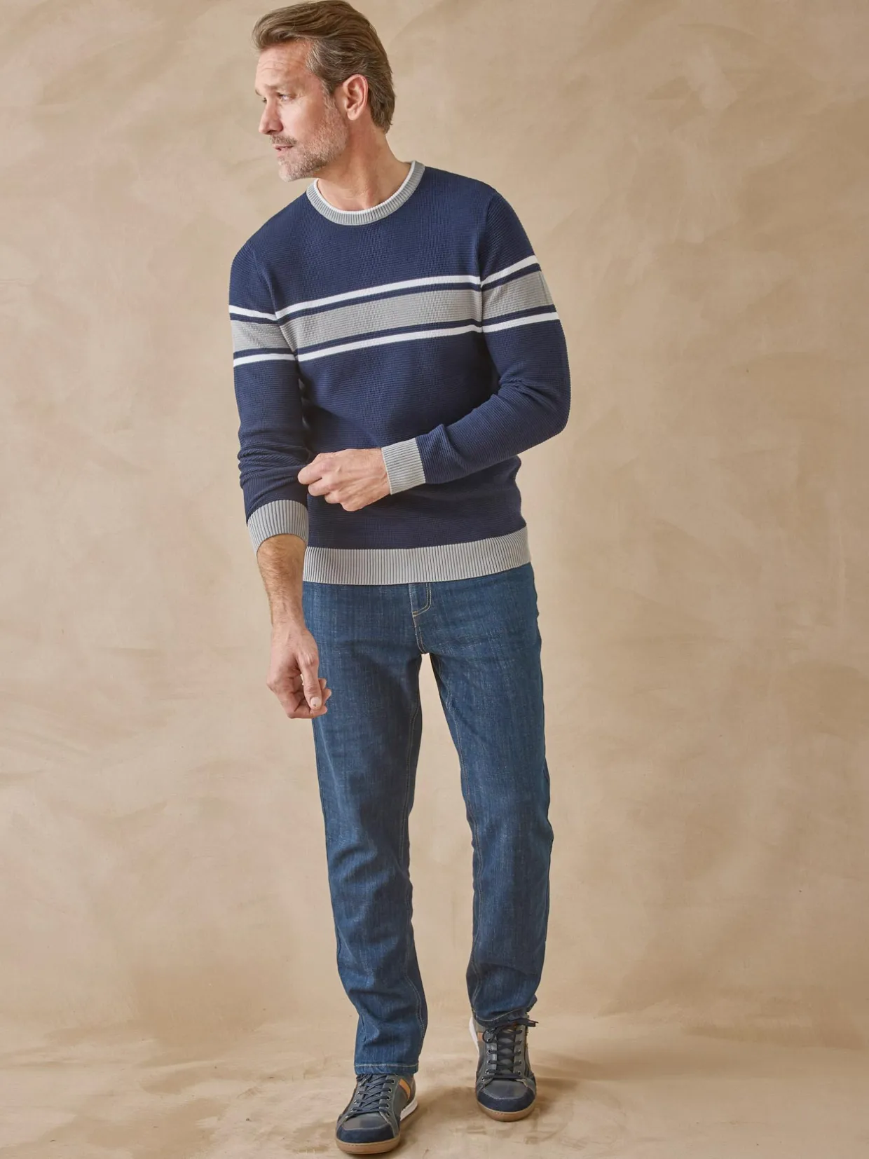 Homme Daxon Pull rayé en maille fantaisie