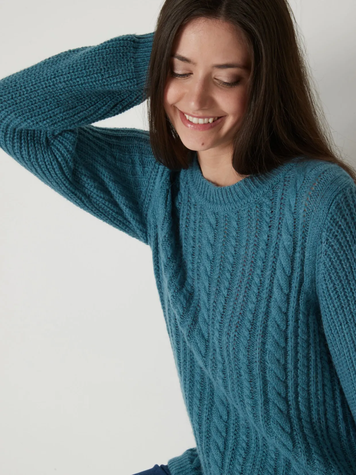 Femme Daxon Pull torsadé avec laine et mohair