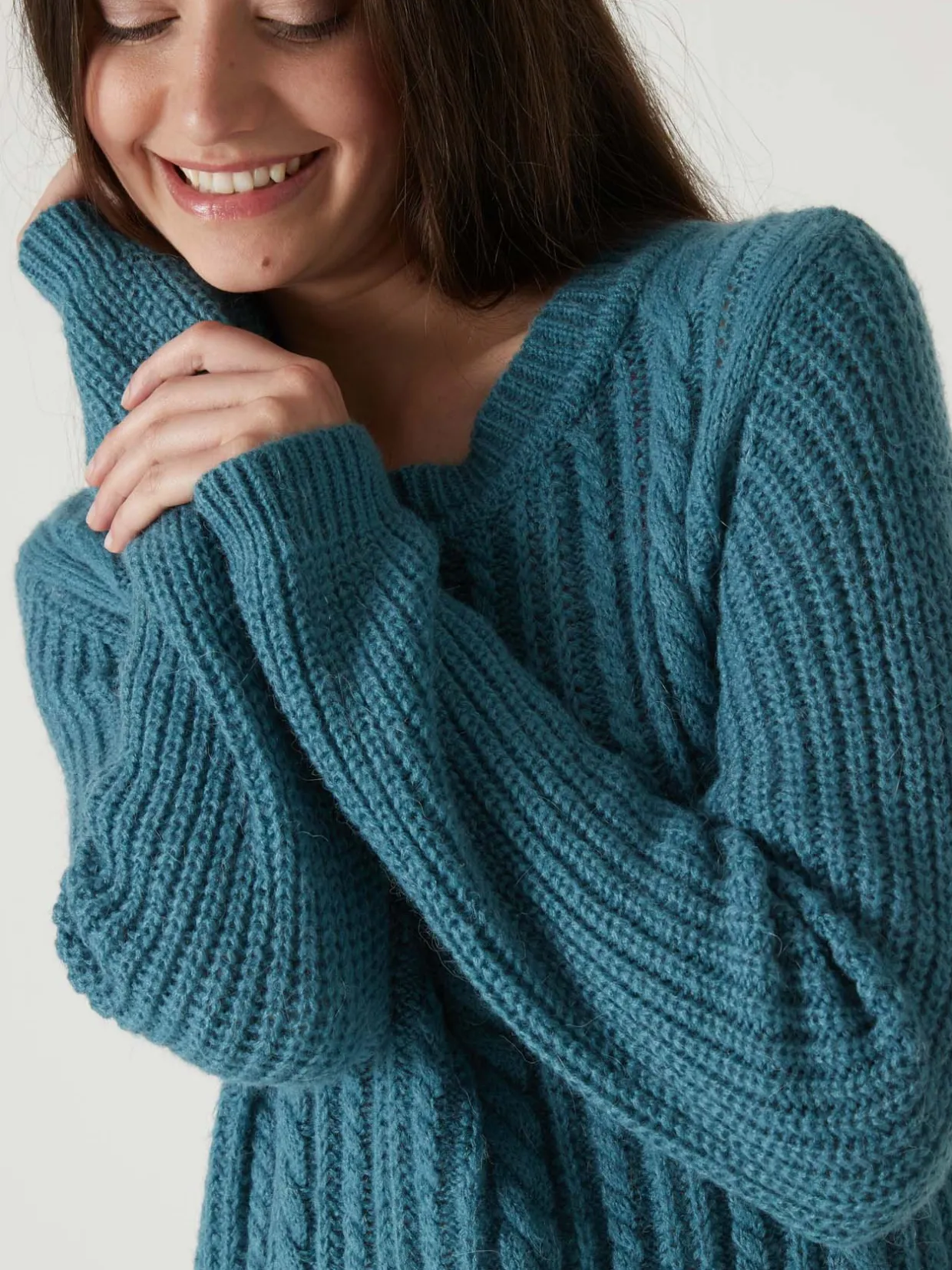 Femme Daxon Pull torsadé avec laine et mohair