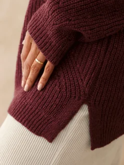 Femme Daxon Pull tunique côtes perlées