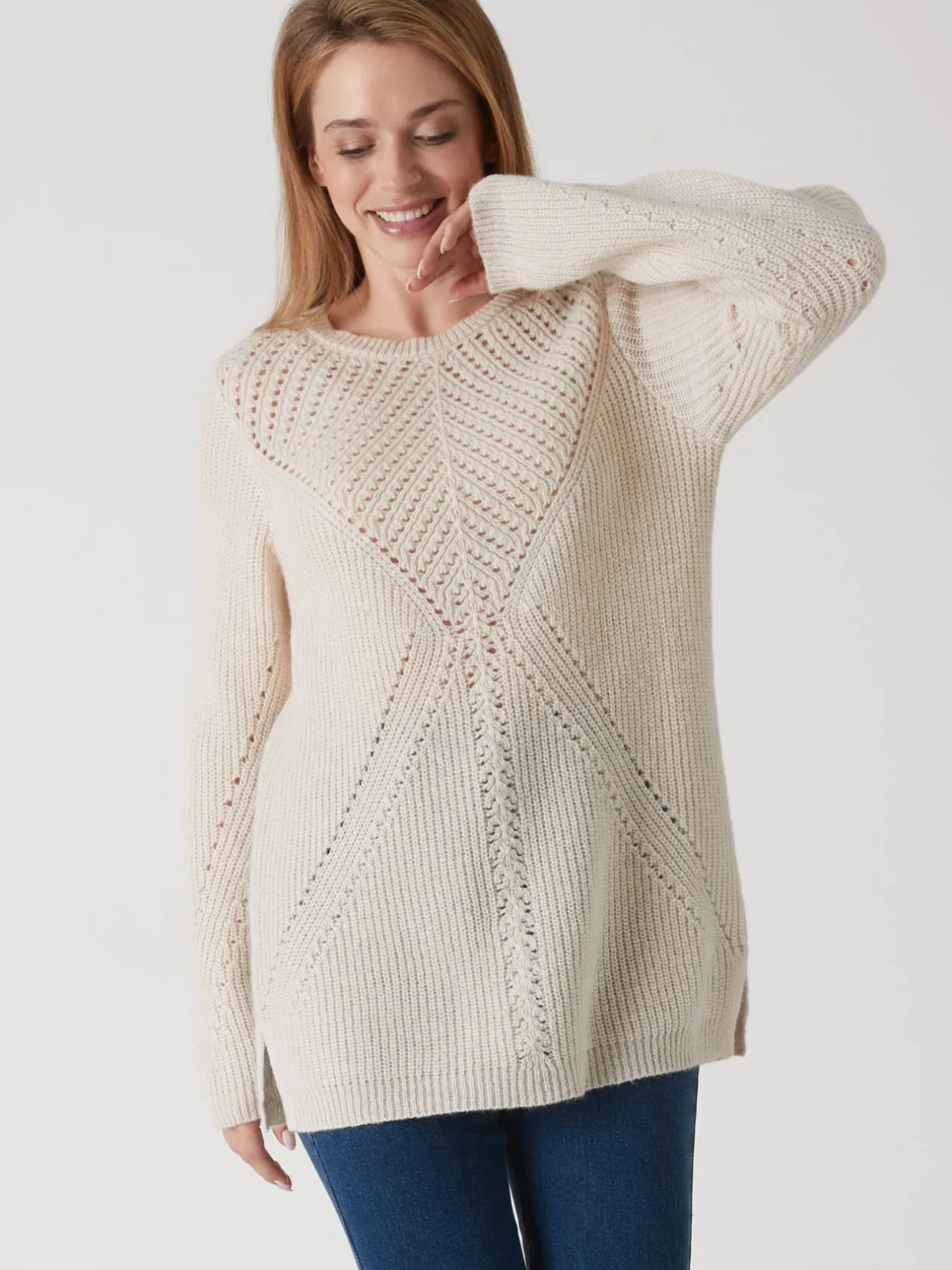 Femme Daxon Pull tunique côtes perlées