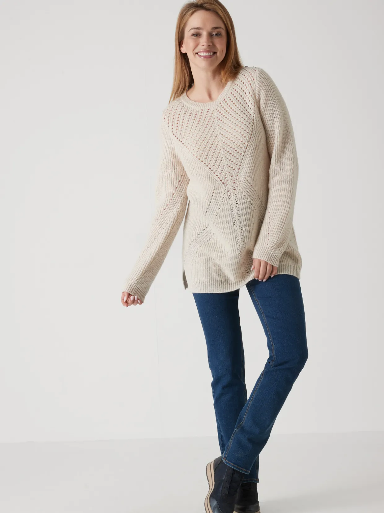 Femme Daxon Pull tunique côtes perlées